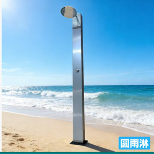 Columna de Ducha Exterior de Acero Inoxidable con Rociador Superior y Doble Control, para Piscina y Playa, Serie Water Droplet Sanitary Ware - Product Image 3