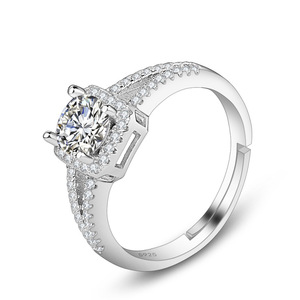 Nuevo Anillo de Zirconia Eternity de Moda, Anillo de Cobre con Zirconia para Hombre y <span class=keywords><strong>Mujer</strong></span>, Anillos de Compromiso o Anillos Redondos de Platino - Product Image 1