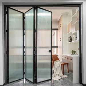 Portes pliantes extra étroites à trois panneaux en aluminium Offre Spéciale Livraison rapide Portes pliantes <span class=keywords><strong>sans</strong></span> <span class=keywords><strong>rail</strong></span> de descente Matériau du cadre personnalisé - Product Image 1