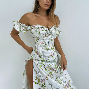Vestido <span class=keywords><strong>de</strong></span> flores elegante con mangas cortas elásticas para mujer, novedad <span class=keywords><strong>de</strong></span> verano 2023, ropa juvenil floral para <span class=keywords><strong>fiesta</strong></span> y calle, estilo vintage 2428 - Product Image 2
