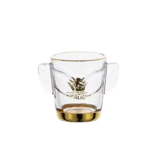 Vasos de chupito creativos con alas pequeñas, vaso para beber con un borde dorado alrededor de la boca y la parte inferior para el hogar y el bar
