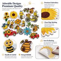 En gros Patch brodé thermocollant et à coudre en fer Kawaii, motifs Abeille mignonne, Tournesol, Guêpe, Nid d'abeille, Pot de miel, Jardin