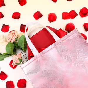 Bolsa de papel de aluminio no tejida con asa Sac Non Tisse para embalaje cosmético Tradeshow Party Bag - Product Image 4