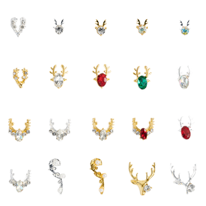 Nouvelle série de <span class=keywords><strong>rennes</strong></span> de Noël luxueuse, 3D, bricolage, incrustée de diamants, 10 pièces, dos plat, alliage, personnalisable, fabriqué en Chine, <span class=keywords><strong>art</strong></span> des ongles - Product Image 2