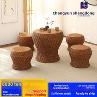 Table basse mobile de luxe en rotin et bambou avec tabouret de salon pour balcon et salon