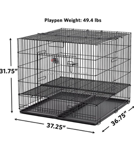 Baiyou รั้วกั้นสัตว์เลี้ยงพร้อมตะแกรงพื้นกล่องใส่ลูกสุนัขเล่น - Product Image 2