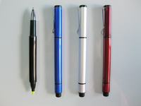 Stylo à bille double tête en métal 2 en 1, objet de qualité supérieure, en aluminium, double face, surligneur, stylo fluorescent
