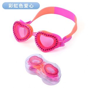 Lunettes de natation anti-buée pour enfants équipement universel dessin animé incrusté de diamants lunettes de couleur bonbon en gros - Product Image 5
