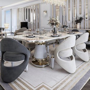 Bộ bàn ăn sang trọng 10 chỗ ngồi kiểu dáng châu Âu, bàn ăn hình chữ nhật 12 chỗ ngồi dành cho khách sạn, thương hiệu Furnistyle Foshan. - Product Image 1