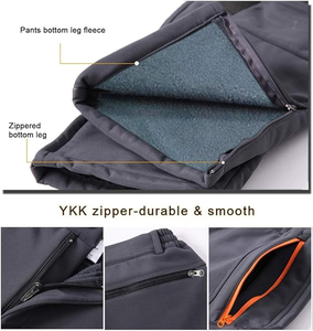 男性用アウトドアハイキングパンツ ソフトシェル 防水 防風 補強膝 フリース裏地 トレッキングパンツ - Product Image 6
