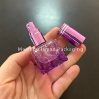 Botol Parfum Kaca Persegi Gradasi ISMAN 10ml, Semprotan Roller Biru Hijau Ungu Emas Pink Grosir Logo Kustom Pabrik Pro