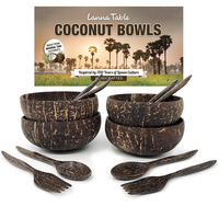Juego de tazones de coco con logo personalizado, tazones de cáscara de coco, tazón de coco