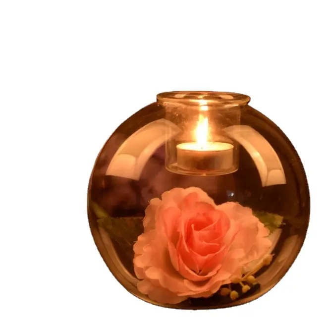 गेंद के आकार गिलास गुंबद कांच के रूप में शादी की सजावट के लिए Tealight मोमबत्ती धारक और संरक्षित फूल कंटेनर टेबल डिनर गृह सजावट