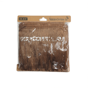 Nastro con frange ILAN 15 cm x 11,5 m colore caffè per decorazioni e artigianato - Product Image 1