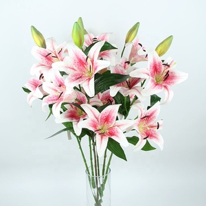 X-1125 Lirios de Seda Artificiales de 100 CM, Color Blanco, 3 Cabezas, 1 Capullo, Tipo Tigre - Product Image 2