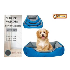 Set di Tre Pezzi in Velluto Cristallo e Tessuto Oxford Blu Cielo per Letti per Cani - Product Image 1