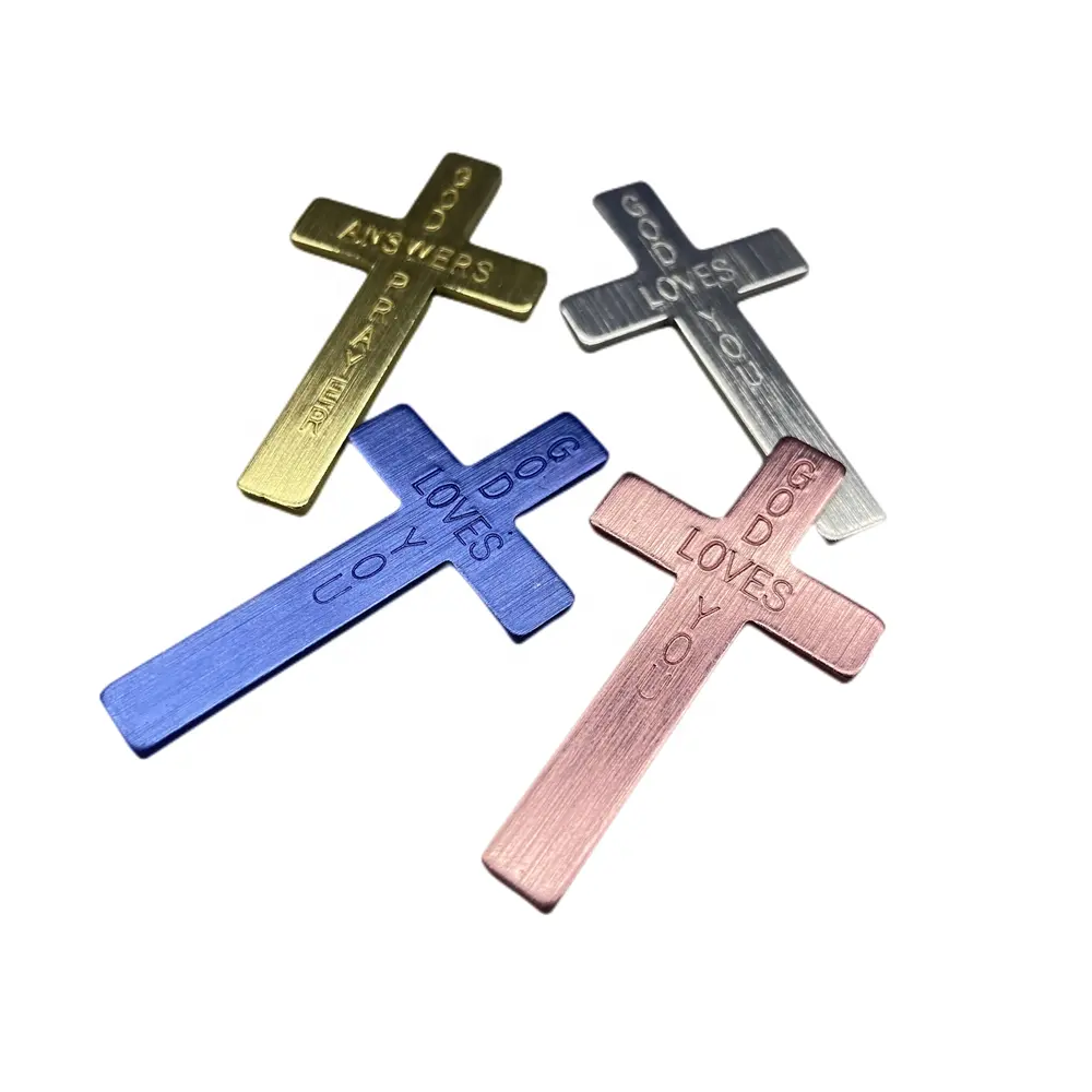 God Loves You Metal Pocket Cross with different colors