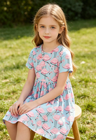 Vêtements d'été pour petites filles, jolie robe tourbillonnante rose avec poche SS, motif flamants roses