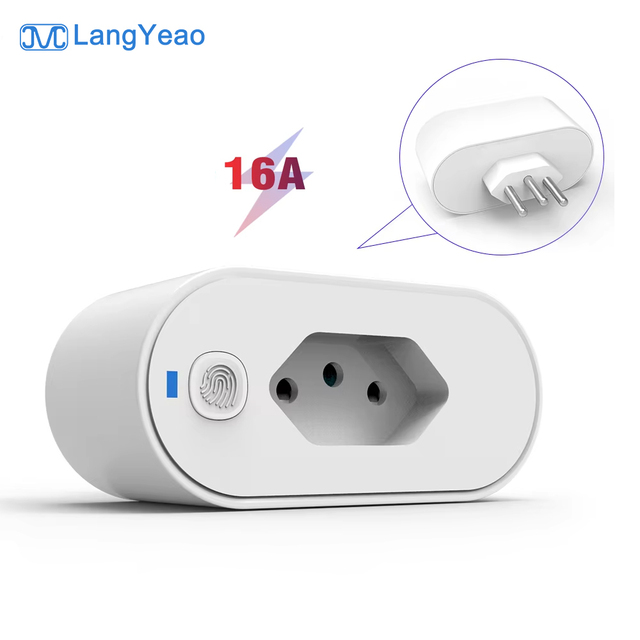 LangYeao Tuya Smart Socket Plug WiFi ZIGBEE Brazil 16A Adaptador Timer Suporte Smart Life App Control Google Home Alexa