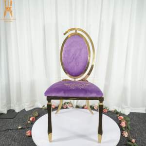 Silla de Acero Inoxidable con Marco Dorado y Terciopelo Morado <span class=keywords><strong>para</strong></span> Bodas, Eventos y <span class=keywords><strong>Fiestas</strong></span> en Hoteles, Venta al Por Mayor - Product Image 3