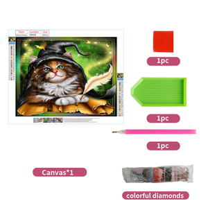 5D fai da te Diamond Painting Full Drill gatto arancione con cappello da strega ricamo fatto a mano decorazione per la casa mosaico di arte creativa - Product Image 1
