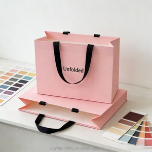 <span class=keywords><strong>Borse</strong></span> per lo Shopping in Carta Artistica Rosa con Logo Personalizzato OEM/ODM, Manico a Nastro, Confezione di Lusso per Abbigliamento, Gioielli e Boutique - Product Image 4