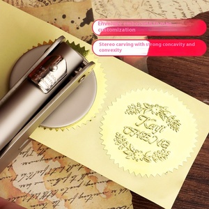 Mango de <span class=keywords><strong>oro</strong></span> rosa Patrón de bricolaje <span class=keywords><strong>Sello</strong></span> en relieve Nuevo <span class=keywords><strong>sello</strong></span> de escritorio portátil con Material de cera de plástico de vidrio para uso de oficina - Product Image 3