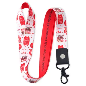 Promosi tali pengikat poliester Lanyard Logo kustom lencana tempel pemegang gantungan kunci kartu Id Land yard Lanyard poliester