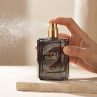 Vente directe usine – Flacon de parfum vide à base épaisse et plate, 50 ml, coloré, avec boîte pour emballage de parfum
