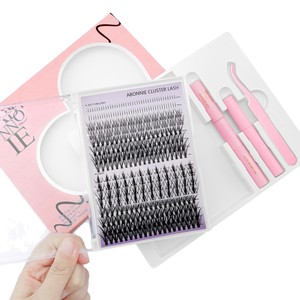 Abonnie Cluster <b>Lash</b> Kit 144 Pairs Black Synthetic Lower <b>Lashes</b> With Tweezers And <b>Adhesive</b> For DIY Eyelash Extension - Product Image 5