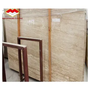 Bahan Konstruksi Krem Italia Marmer Harga Laris Dijual Ubin Marmer Travertine 36 "X 36" Ubin Marmer Terpoles