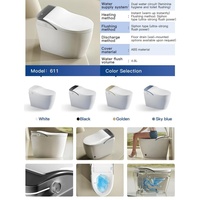 Toilette Céramique Intelligente Moderne avec Purification d'Eau au Charbon Actif, Chasse d'Eau à Capteur de Pied et Lumière Ambiante pour la Rénovation Domestique