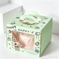 Emballage pour desserts, boîte à gâteau d'anniversaire, fenêtre transparente en PET, poignée portable, boîte à pâtisserie, emballage cadeau pour les fêtes, impression de logo personnalisée