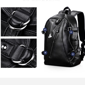 30% off Drop Shipping 2019 Hotsale Man USB Charging Pu <strong>Leather</strong> <strong>Laptop</strong> <strong>Backpack</strong> with Earphone Hole - Product Image 2