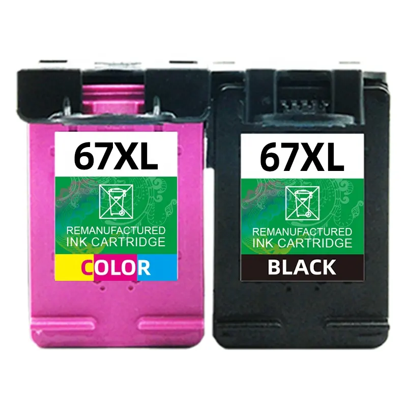 Hicor Kartrid Tinta Remanufaktur untuk HP 67 67XL 67xl Inkjet untuk Envy Pro Printer 6075 DeskJet 2755e 2752 Pengganti untuk Hp67