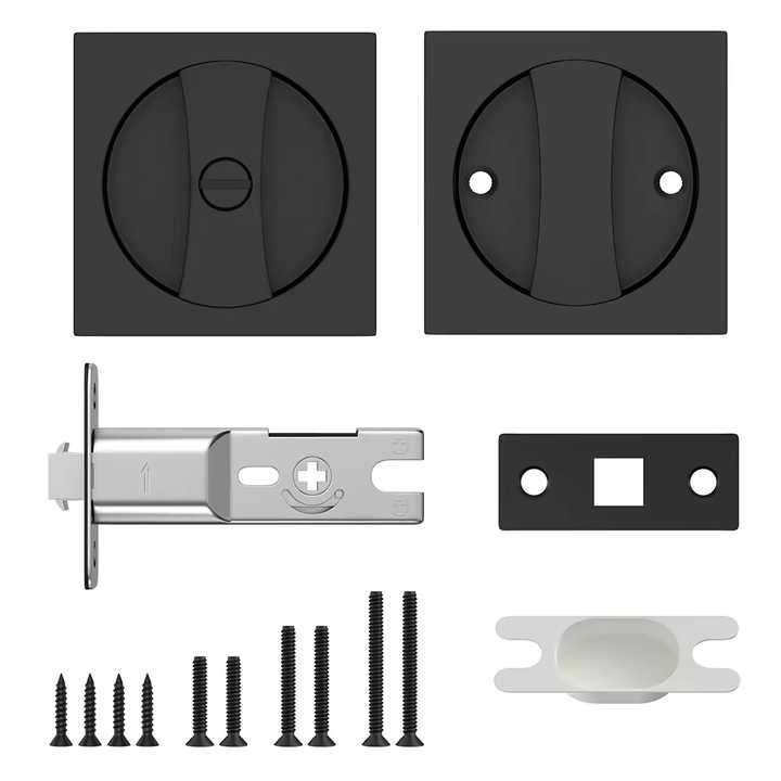 Haidms Matte Black Pocket Door Lock & Handle – Square Design, Easy Install For Sliding Doors - View #4