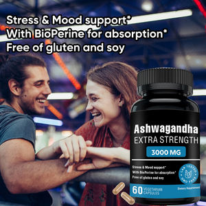 SUNI OEM ODM Ashwagandha biologique 2100 mg par portion, complément alimentaire à base de plantes, extrait de poudre de racine en capsule pour femmes et hommes - Product Image 2