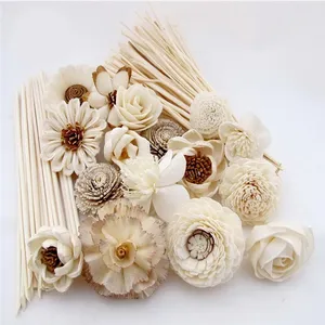 Newell Mixed Reed Diffuser Sticks Assorted Stemmed Sola Wood Flowers White Floral Diffuser Sola Flower with Cotton Rope