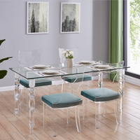 Table de salle à manger de luxe en acrylique transparent avec plateau en verre, table moderne transparente pour événements de mariage, bureau en lucite pour salle à manger
