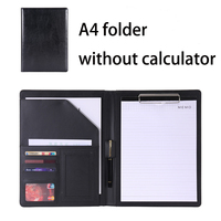 Custom Logo Top Quality Leather Business Portfolio File Folder A4 Document Folder Notepad with Calculator