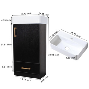 ตู้ห้องน้ำแบบตั้งพื้นสีดำขนาด 18 นิ้ว พร้อมอ่างเซรามิก - Product Image 6