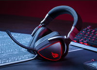 Audífonos para Videojuegos R-O-G Delta Elite E-sports, Controlador Dinámico, Diseño Metálico Sobre la Oreja, Conexión por Cable, Iluminación RGB, Cancelación de Ruido