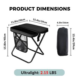 Taburete Plegable Portátil de 16 Pulgadas con Bolsa de Almacenamiento Convertible en Bolso, para Uso con Manos Libres, Soporta 300 Libras, Ideal para Senderismo, Pesca y <span class=keywords><strong>Camping</strong></span> - Product Image 2