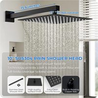 Juego de grifería de ducha negra de pared con rociador de lluvia y de mano, válvula de equilibrio de presión, mezclador oculto de 10 pulgadas