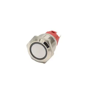Lámpara de anillo con interruptor de botón iluminado de metal, luz LED impermeable, autobloqueo, botón de Reinicio automático, 5v, 16/19/22mm