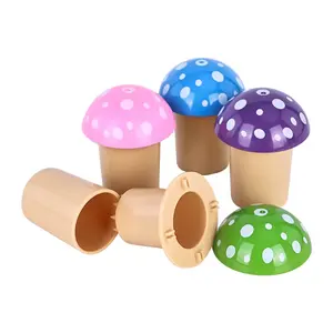 Colorful New Plastic Mushroom Shape Smoking Accessories 60x77.5mm 3 Parts Mushroom Plastic Herb Grinder With Storage Container