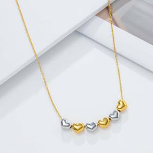Collier en acier inoxydable plaqué or 18 carats, argent bicolore, lien en forme de cœur 3D, chaîne fine, luxe léger, accessoire de mode quotidien pour les trajets quotidiens - Product Image 4