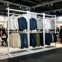 Porte-vêtements double couche en métal Mingtang, support de présentation de vêtements en acier blanc pour magasin de détail