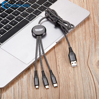 Câble de charge rapide USB 3A lumineux 3-en-1 de 1 m, personnalisable avec logo, pour cadeaux promotionnels d'entreprise