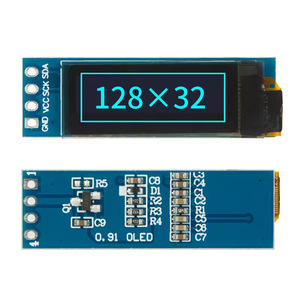 จอแสดงผล OLED ขนาด 0.91 นิ้ว 128x32 อินเทอร์เฟซ IIC ติดตั้งบน PCB หน้าจอสีน้ำเงินขาว - Product Image 2